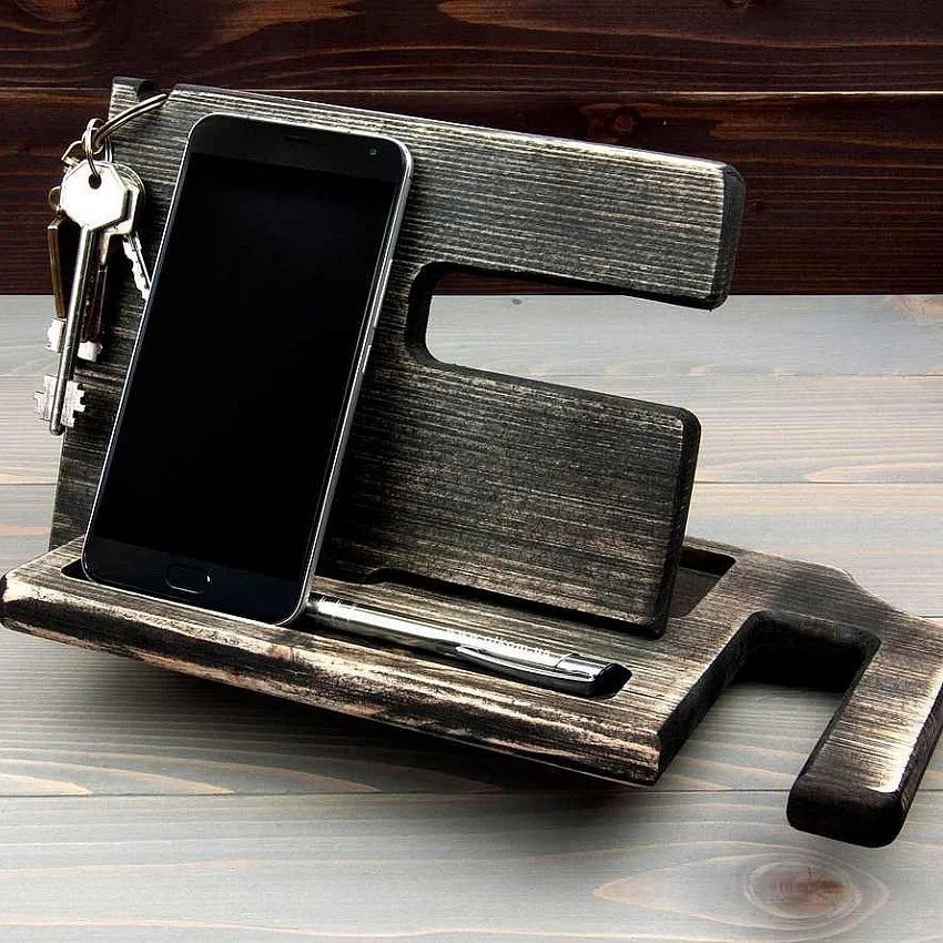 Kişiye Özel - Ahşap Aksesuar ve Cep telefonu Standı 