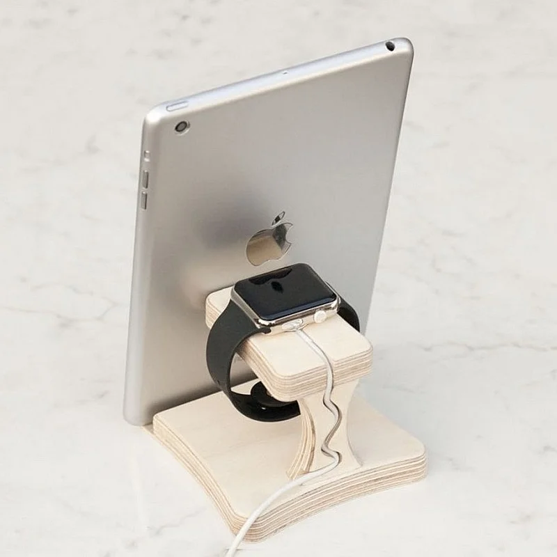 Kişiye Özel - Ahşap Apple İwatch ve Telefon İpad Standı Holder Tasarım