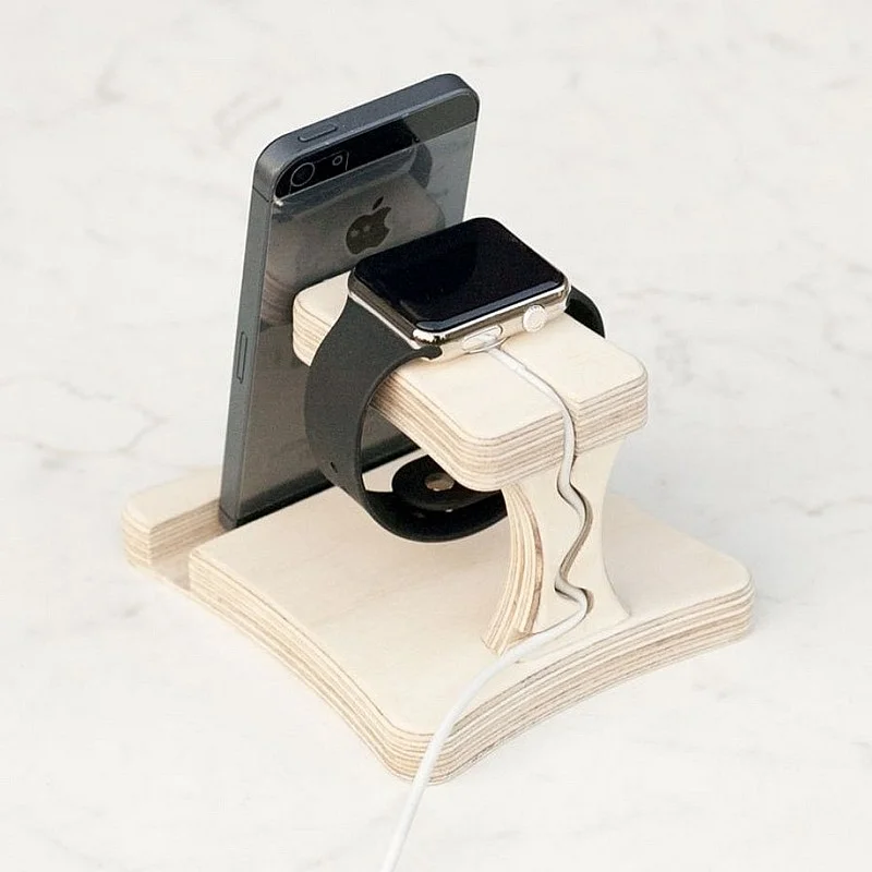 Kişiye Özel - Ahşap Apple İwatch ve Telefon İpad Standı Holder Tasarım