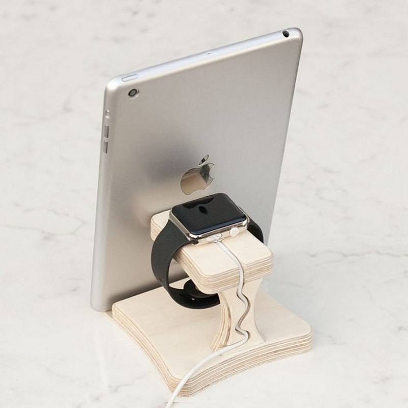 Kişiye Özel - Ahşap Apple İwatch ve Telefon İpad Standı Holder Tasarım