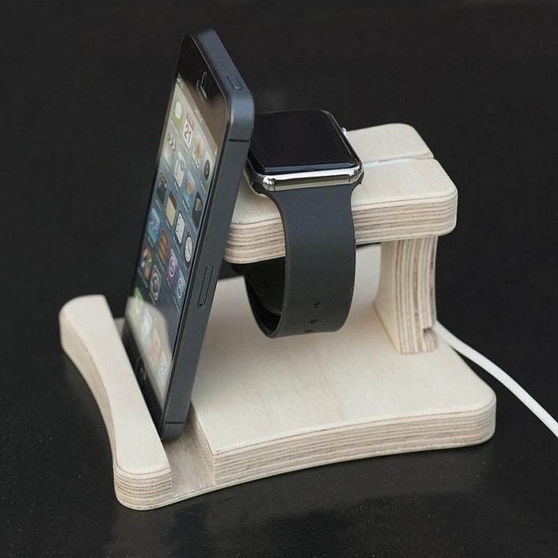 Kişiye Özel - Ahşap Apple İwatch ve Telefon İpad Standı Holder Tasarım