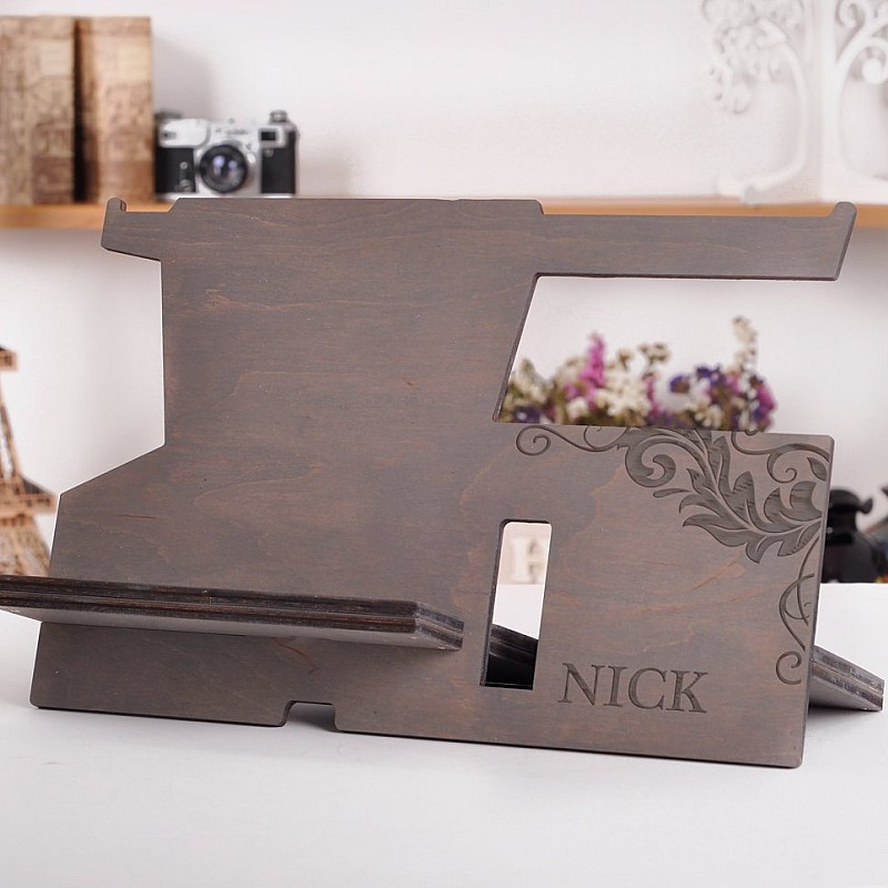 Kişiye Özel - Ahşap Telefon ve Aksesuar Standı Nick Tasarım