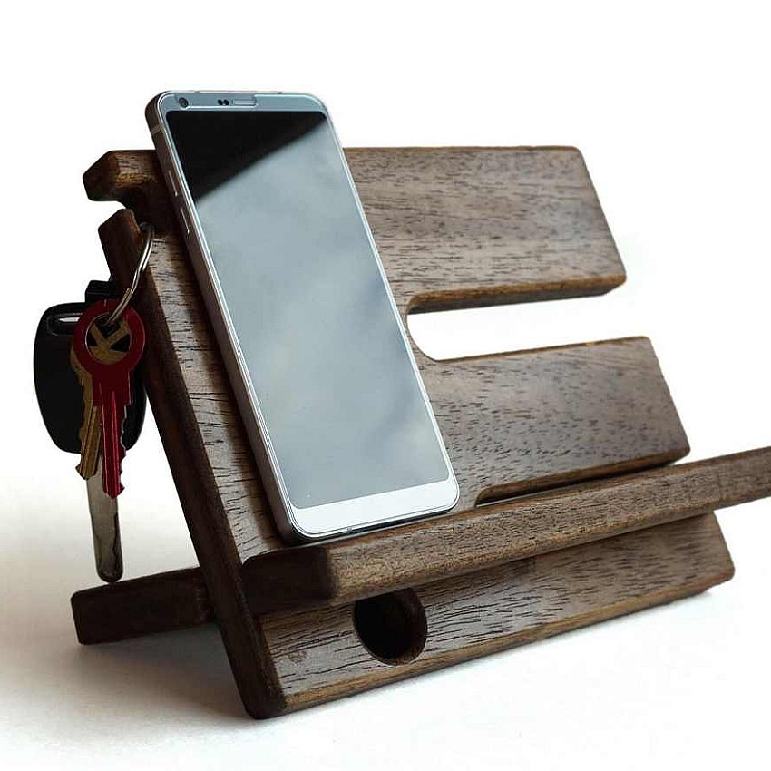 Kişiye Özel - Ahşap Sade Aksesuar ve Cep Telefonu Standı 