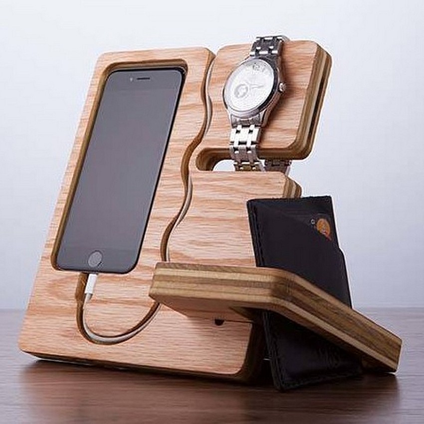 Kişiye Özel - Ahşap Telefon ve Aksesuar Standı Station Tasarım