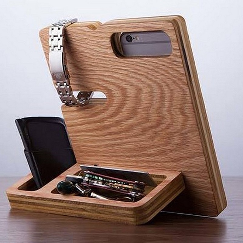 Kişiye Özel - Ahşap Telefon ve Aksesuar Standı Station Tasarım