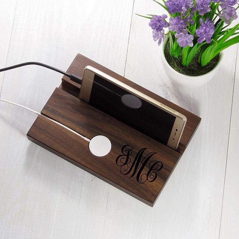 Kişiye Özel - Ahşap Telefon ve İwatch Standı