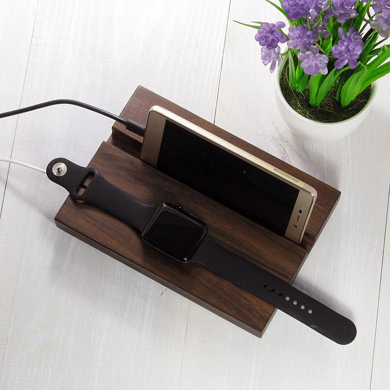 Kişiye Özel - Ahşap Telefon ve İwatch Standı