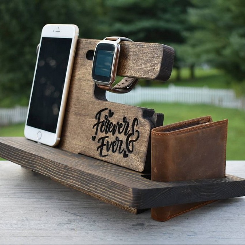 Kişiye Özel - Ahşap Aksesuar ve Cep Telefonu Standı Yatay
