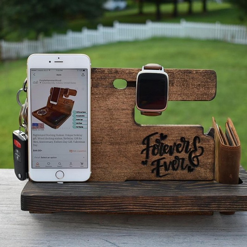 Kişiye Özel - Ahşap Aksesuar ve Cep Telefonu Standı Yatay