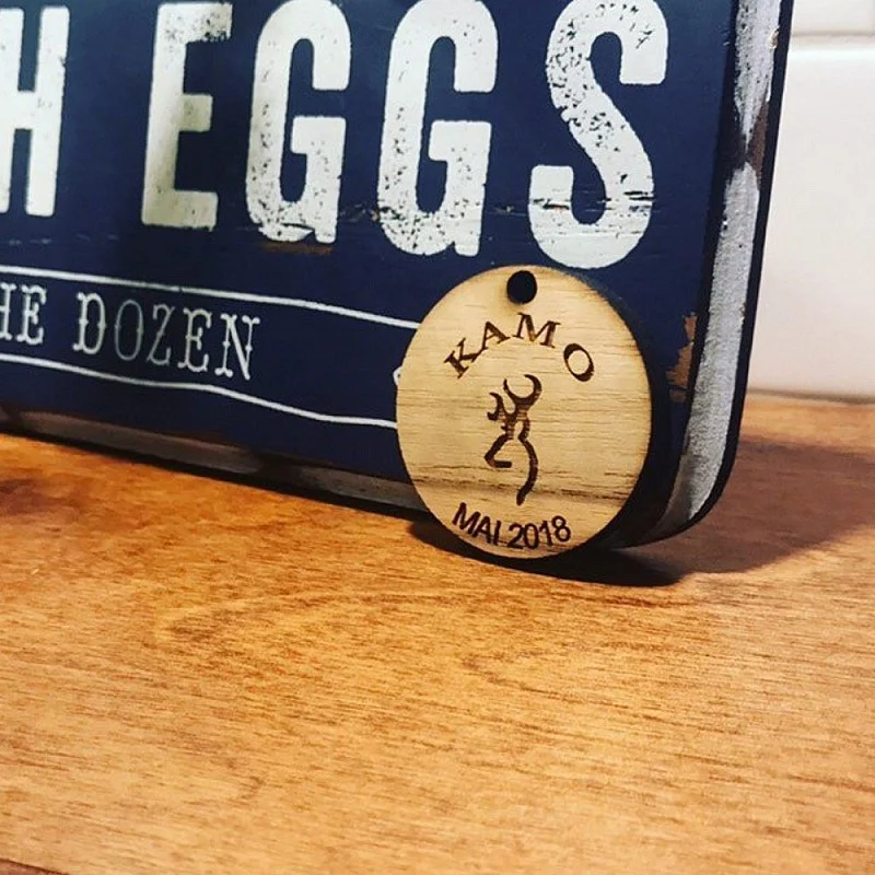 Kişiye Özel - Ahşap Ağaç Dalı Kedi Kimlik Madalyonu