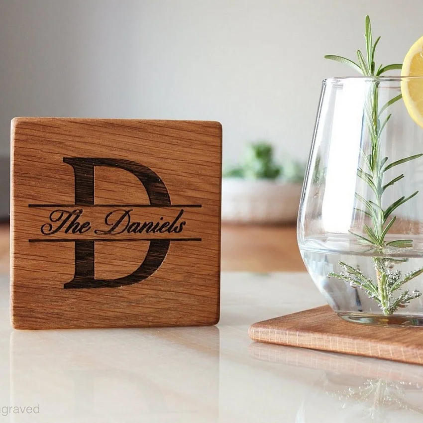 Kişiye Özel - Ahşap El İşçilikli Bardak Altlık 4 adet Kare Tasarım Kişiye Özel - Ahşap El İşçilikli Bardak Altlık 4 adet Kare Tasarım