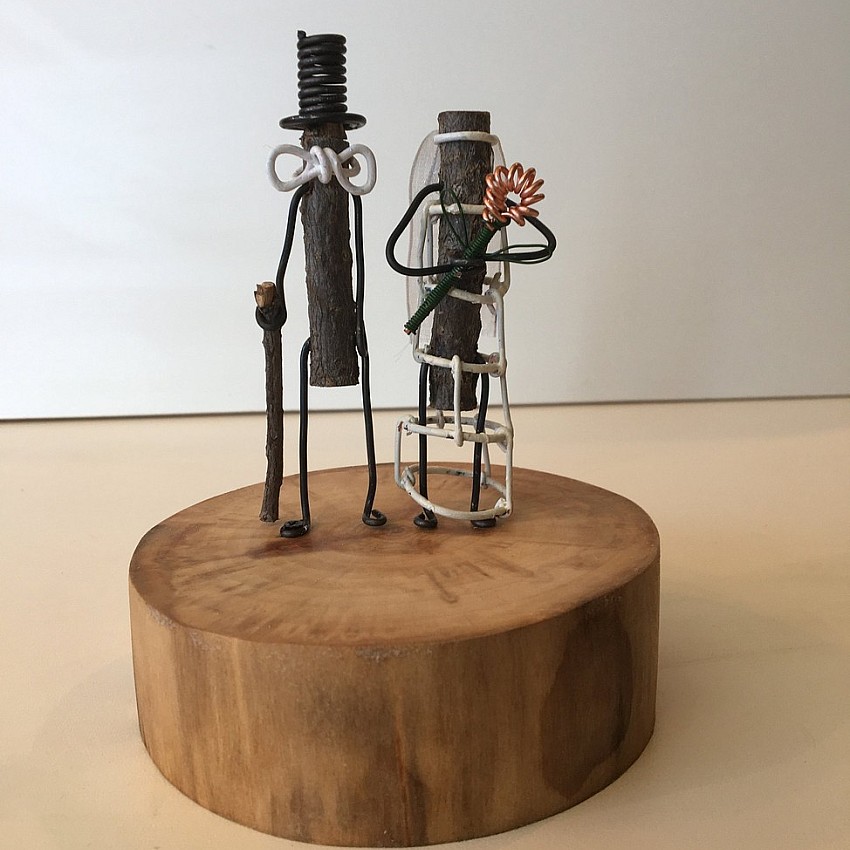 Kişiye Özel - Ahşap Masaüstü Gelin Damat Dal Figürleri