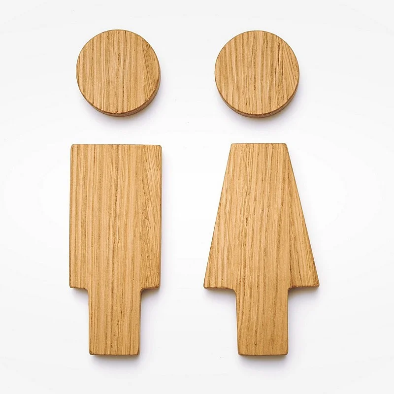 Kişiye Özel - Ahşap WC Kapı Erkek Kadın Figürü (Çift Taraflı Bantlı)