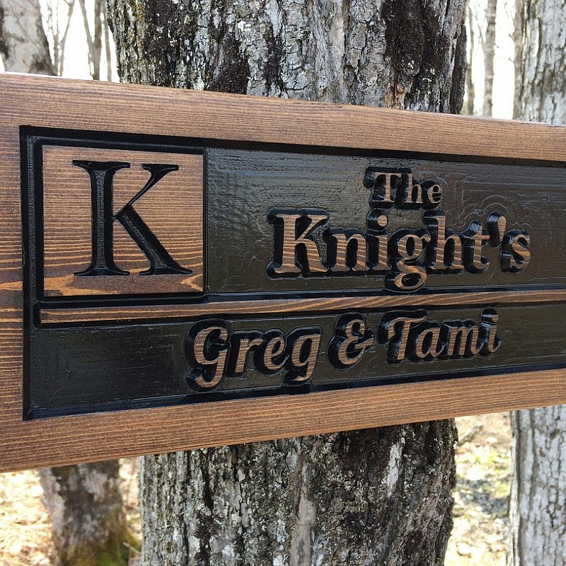 Kişiye Özel - Ahşap Kapı Tabelası Yazı İçi Oyma Yatay