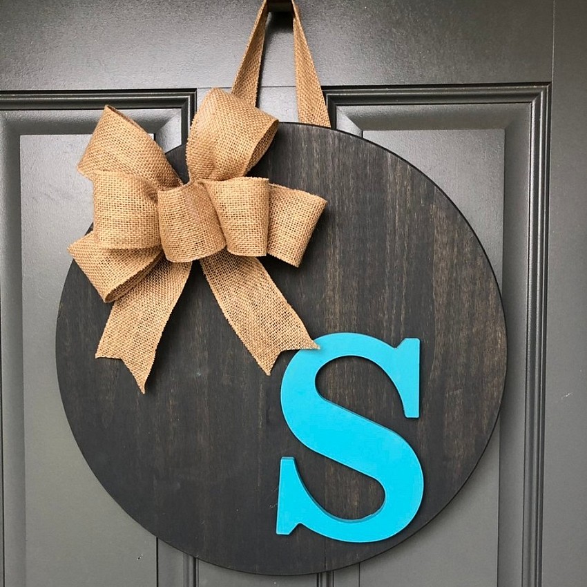 Kişiye Özel - Ahşap Tek Harfli Kapı Süsü Yuvarlak