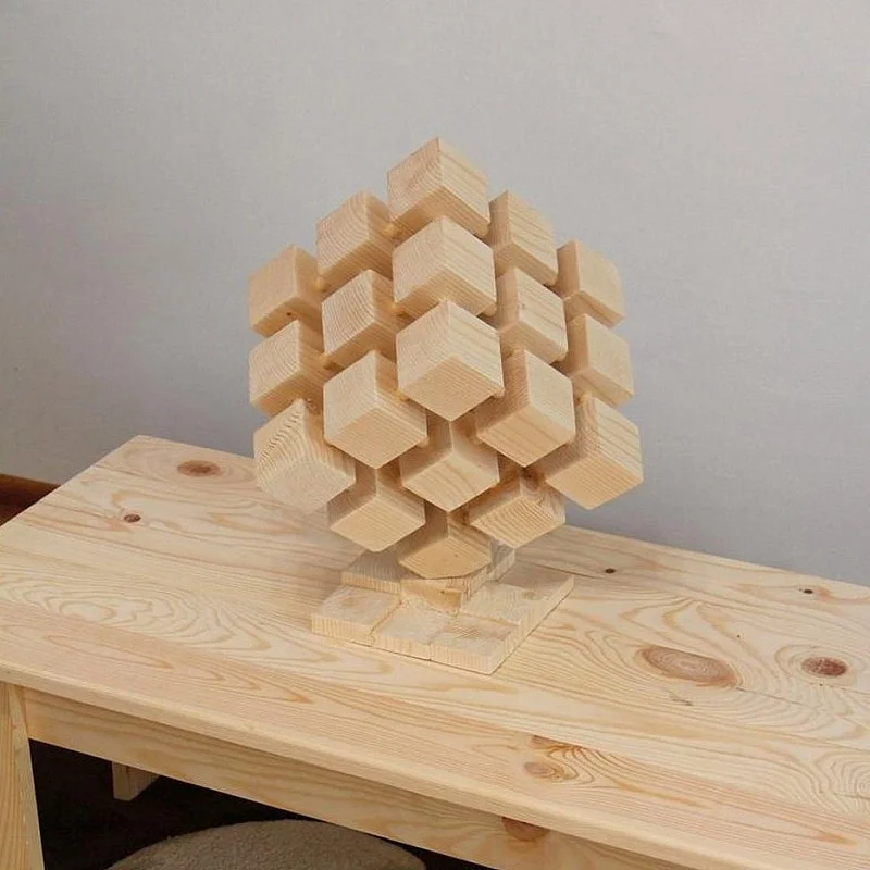 Kişiye Özel - Ahşap Tasarım Cubic Masaüstü Lamba