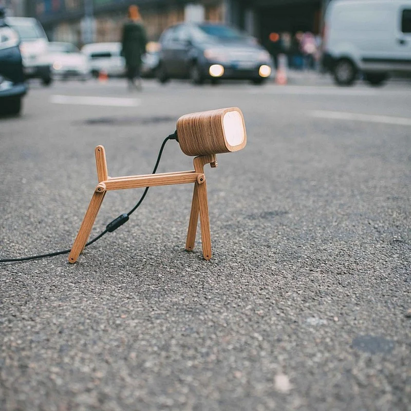 Kişiye Özel - Ahşap Hayvan Figürlü Tasarım Masaüstü Lamba