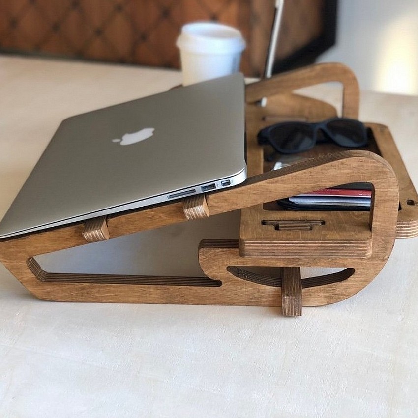 Kişiye Özel - Ahşap Full Tunçkol Design Laptop Sehpası