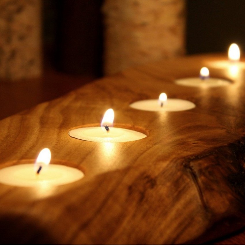 Kişiye Özel - Ahşap 5 Li Mumluk Dekor