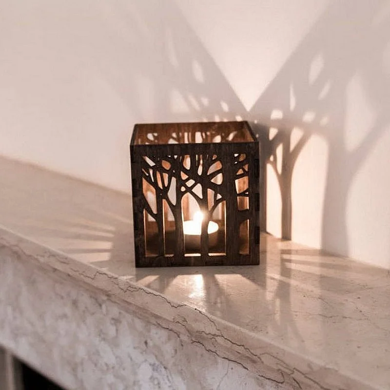 Kişiye Özel - Ahşap Mumluk Hardwood Tasarım