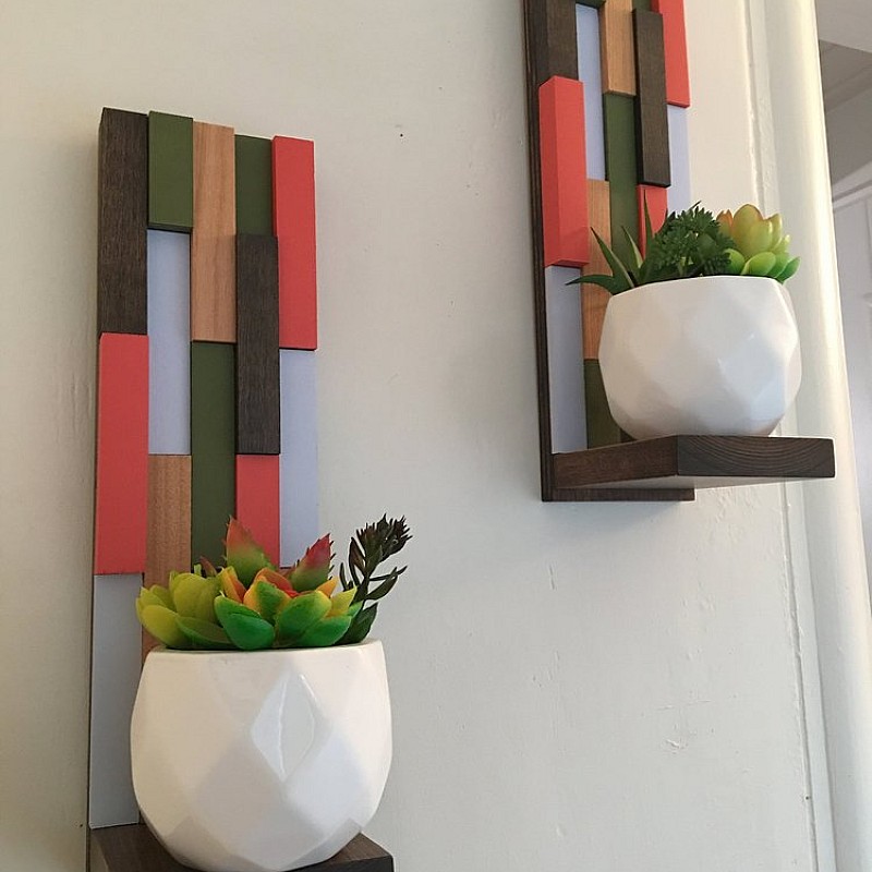 Kişiye Özel - Ahşap Duvar Rafı Part Tasarım 1 Adettir.