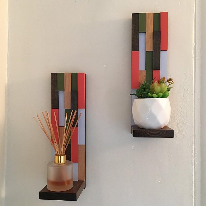 Kişiye Özel - Ahşap Duvar Rafı Part Tasarım 1 Adettir.