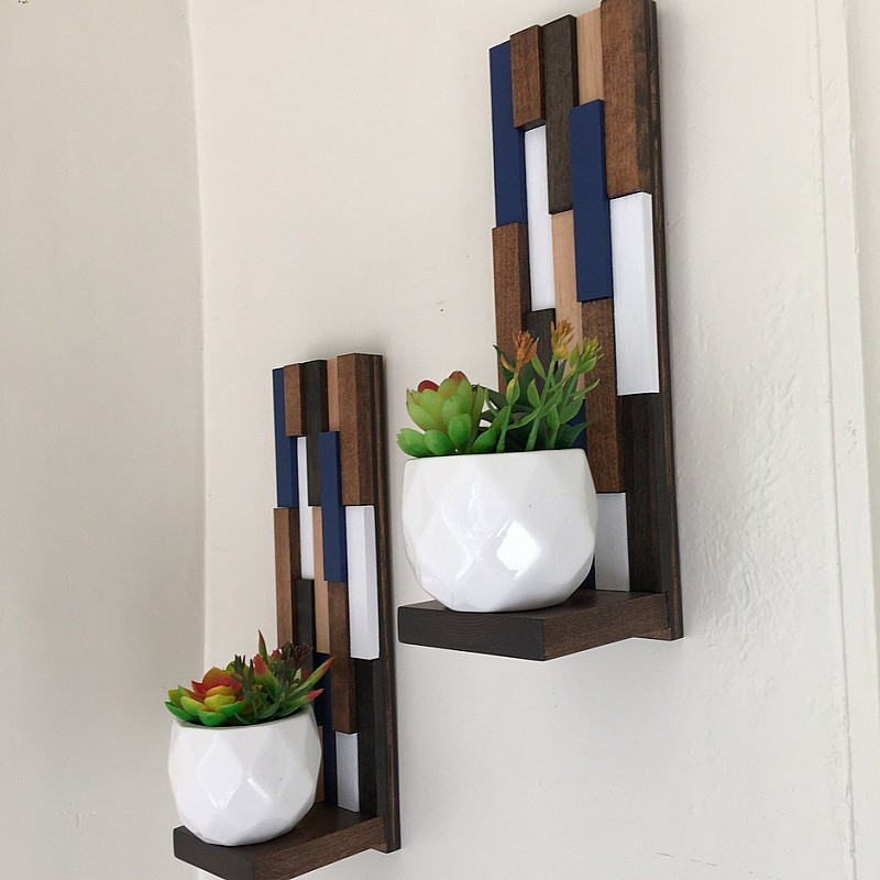 Kişiye Özel - Ahşap Duvar Rafı Part Tasarım 1 Adettir.