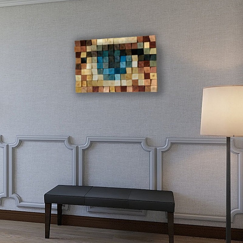 Kişiye Özel - Ahşap Kahverengi Mavi Bordonun Rengi Tablo