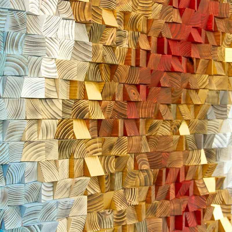 Kişiye Özel - Ahşap Mavi Kırmızı ve Sarının Rengi Tablo