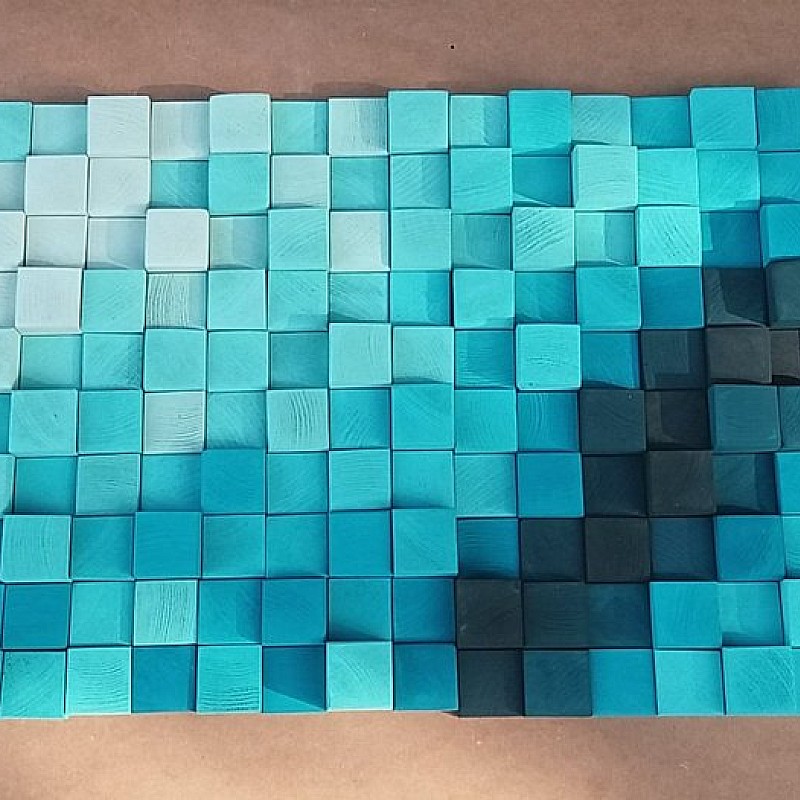 Kişiye Özel - Ahşap Turkuaz Lacivertin Rengi Tablo