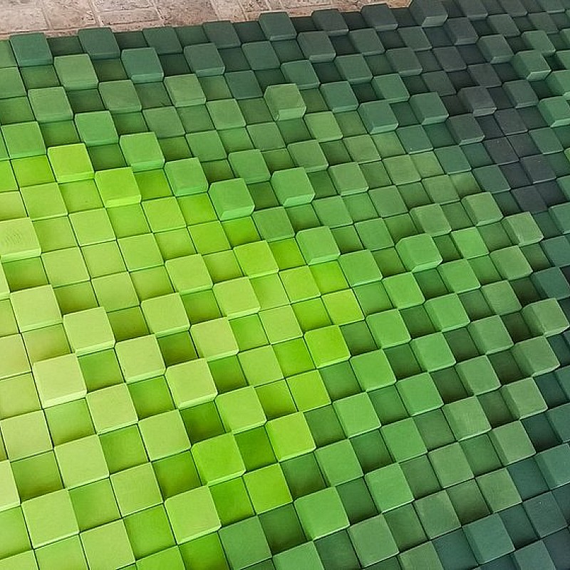 Kişiye Özel - Ahşap Yeşilin Gökkuşağı Tablo