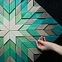 Kişiye Özel - Ahşap Yeşil Gri Baklava desenli Tablo