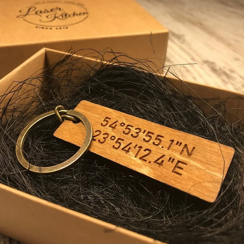 Kişiye Özel - Ahşap Köpek Kordinat Adres Tasma Madolyonu