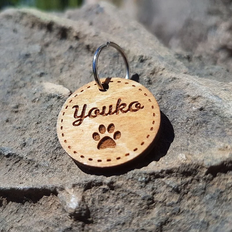 Kişiye Özel - Ahşap Kedi köpek Tasma Kimlik