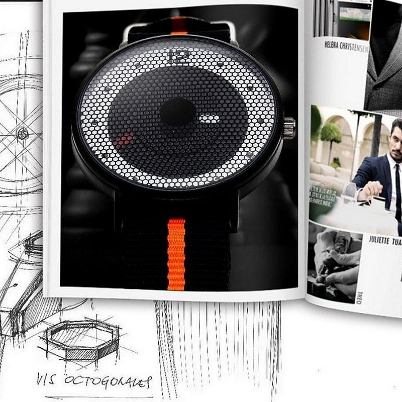 Cool Watch Saat - Siyah Kasa - Siyah Turuncu Şerit Kordon Cool Fashion Unisex