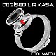 Cool Watch Saat - Silver Kasa - Silver Kordon CooL Galaxy Mix Sarı Yeşil Ekran Unisex