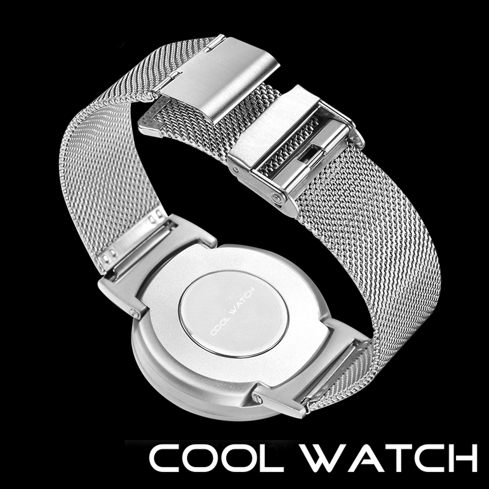 Cool Watch Saat - Silver Kasa - Silver Kordon CooL Galaxy Mix Sarı Yeşil Ekran Unisex