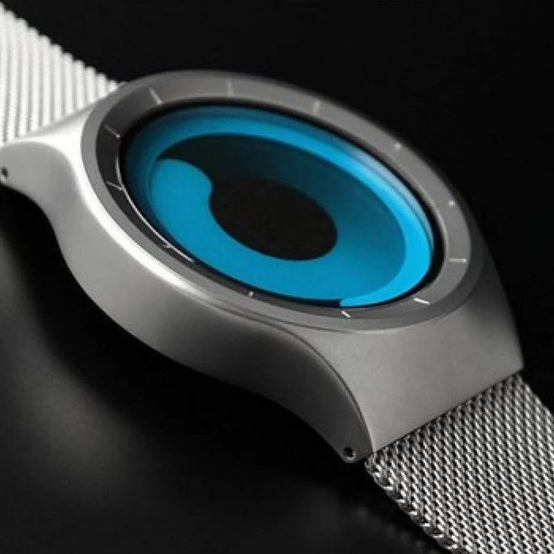(Cool Watch Saat - Silver Shiny Kasa - Silver Kordon CooL Galaxy S Mavi Ekran Unisex)