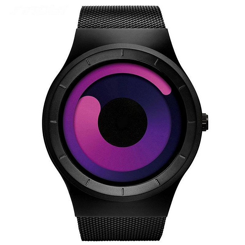 Cool Watch Saat - Siyah Mat Kasa - Siyah Kordon CooL Galaxy S Mor Ekran Unisex