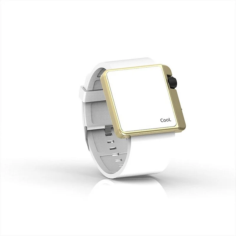 (Cool Watch Saat - Gold Shiny Led Edition - Beyaz Kayış Unisex)