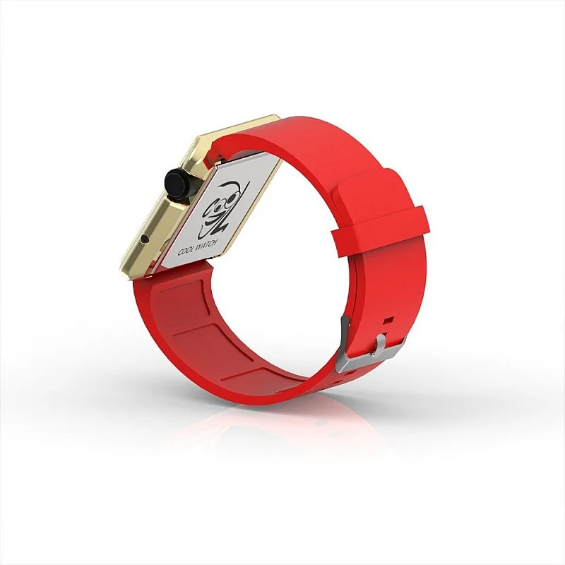 (Cool Watch Saat - Gold Shiny Led Edition - Kırmızı Kayış Unisex)