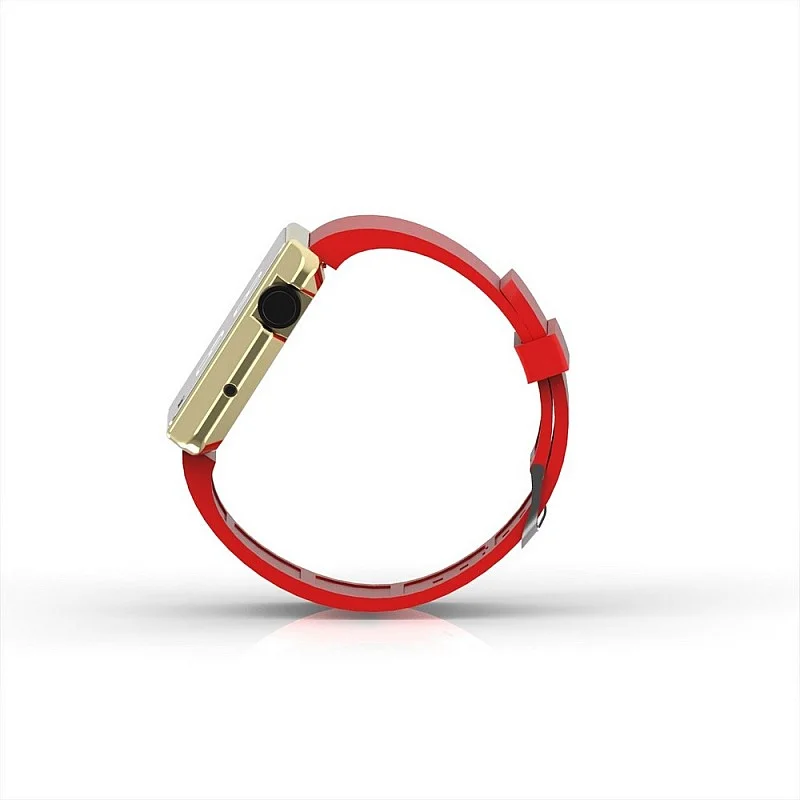 (Cool Watch Saat - Gold Shiny Led Edition - Kırmızı Kayış Unisex)