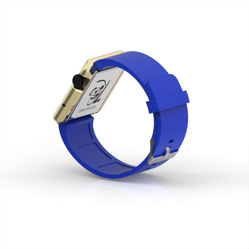 Cool Watch Saat - Gold Shiny Led Edition - Mavi Kayış Unisex