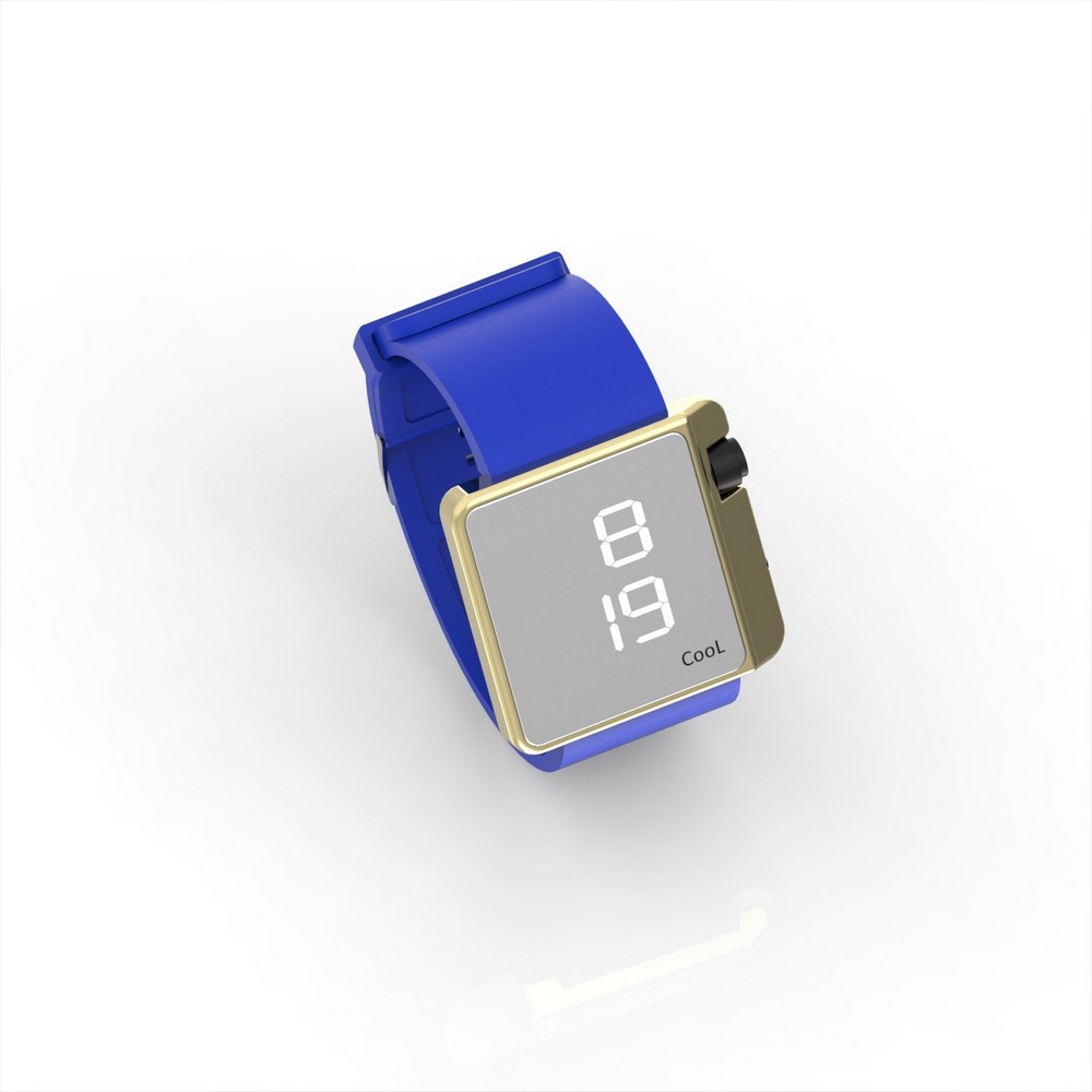 Cool Watch Saat - Gold Shiny Led Edition - Mavi Kayış Unisex