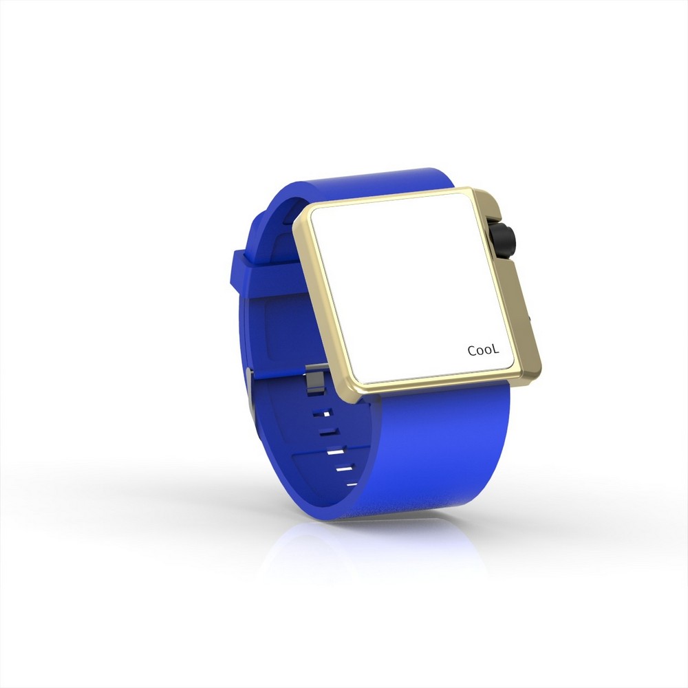 Cool Watch Saat - Gold Shiny Led Edition - Mavi Kayış Unisex