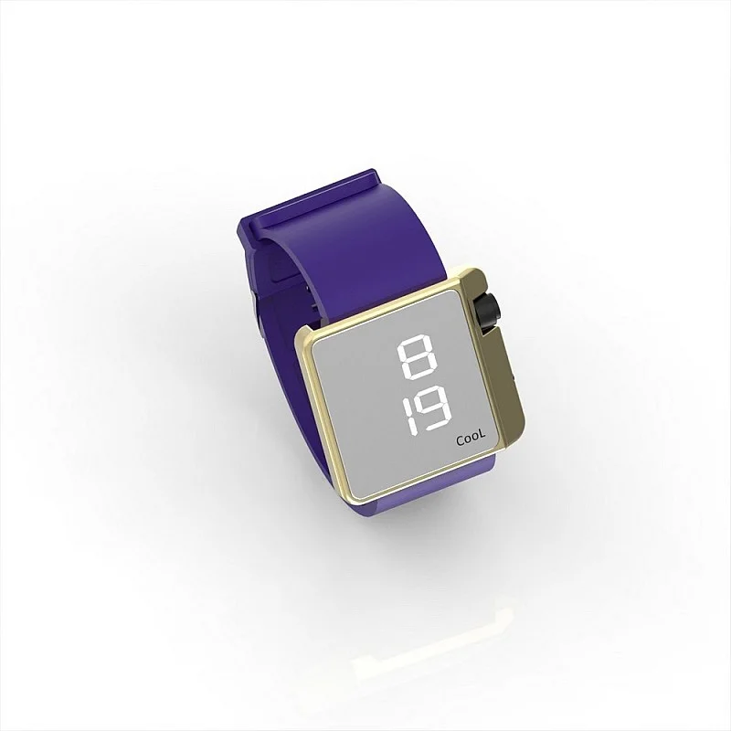 Cool Watch Saat - Gold Shiny Led Edition - Mor Kayış Unisex