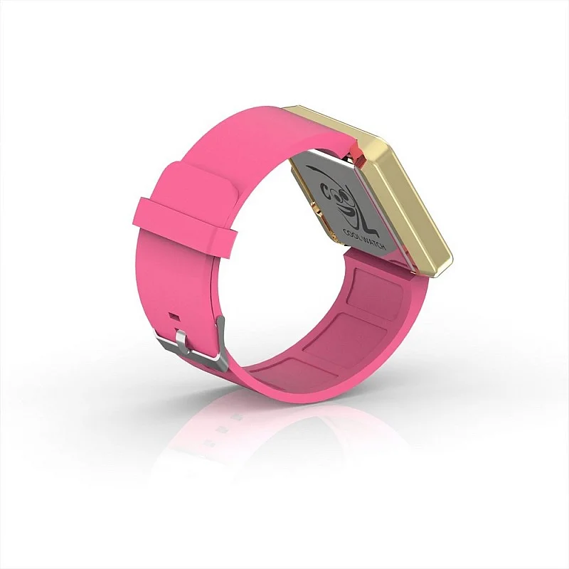(Cool Watch Saat - Gold Shiny Led Edition - Pembe Kayış Unisex)