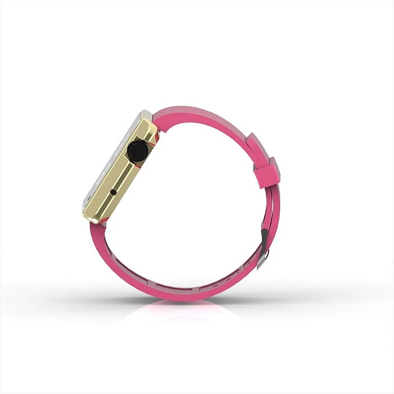 (Cool Watch Saat - Gold Shiny Led Edition - Pembe Kayış Unisex)