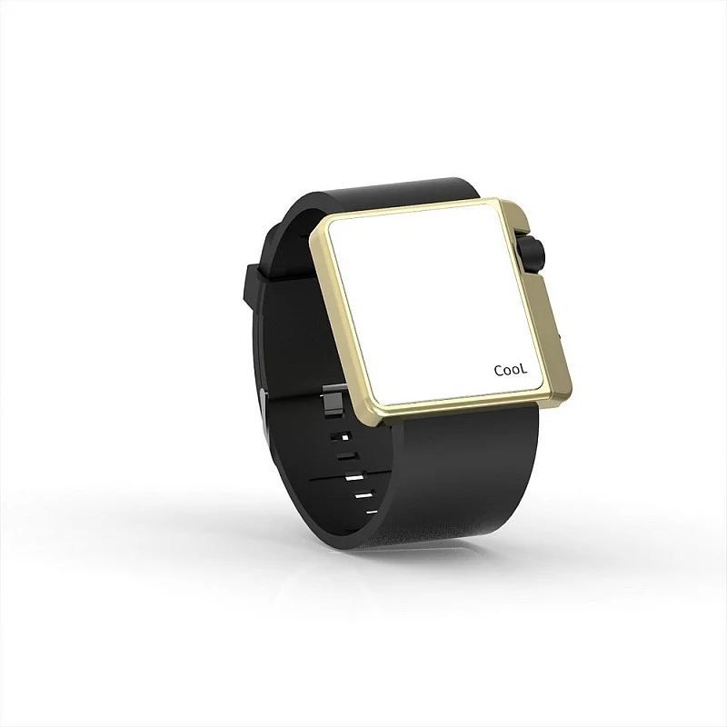 Cool Watch Saat - Gold Shiny Led Edition - Siyah Kayış Unisex
