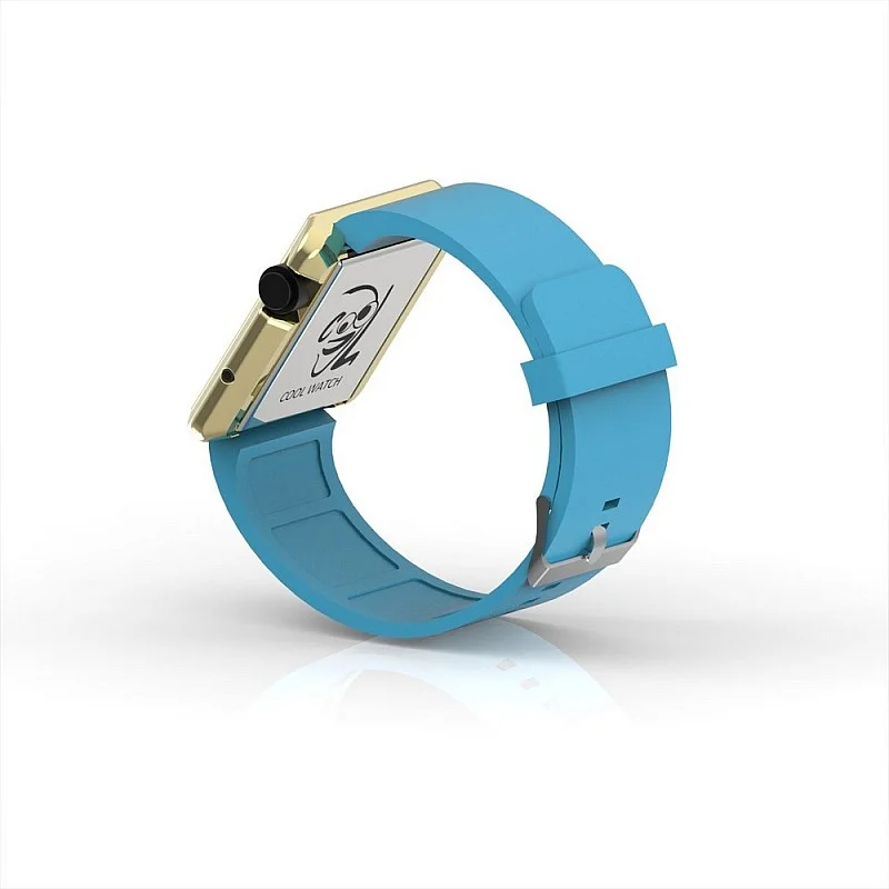 (Cool Watch Saat - Gold Shiny Led Edition - Turkuaz Kayış Unisex)